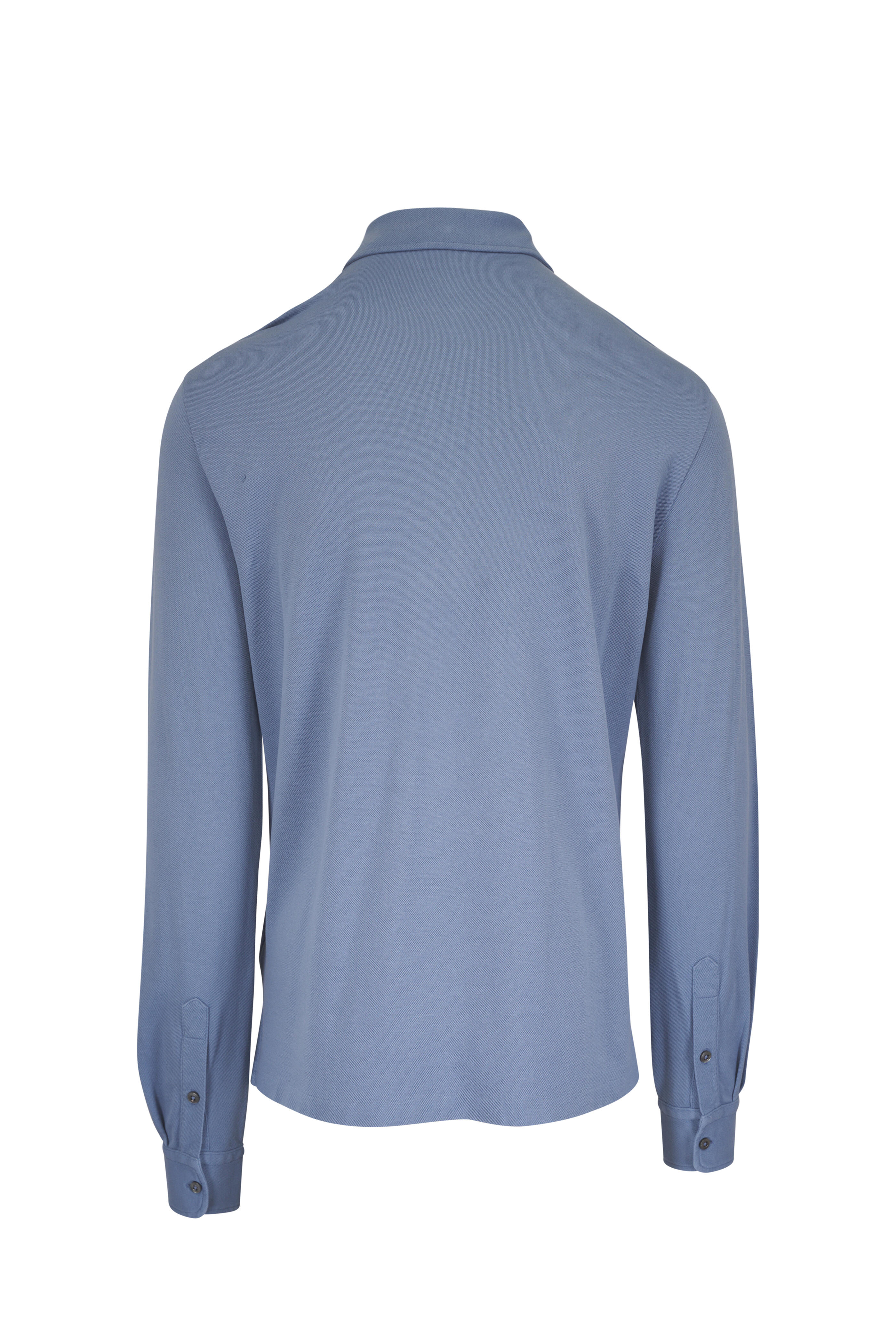 Ralph Lauren Purple Label - Blue Cotton Long Sleeve Polo - view 2