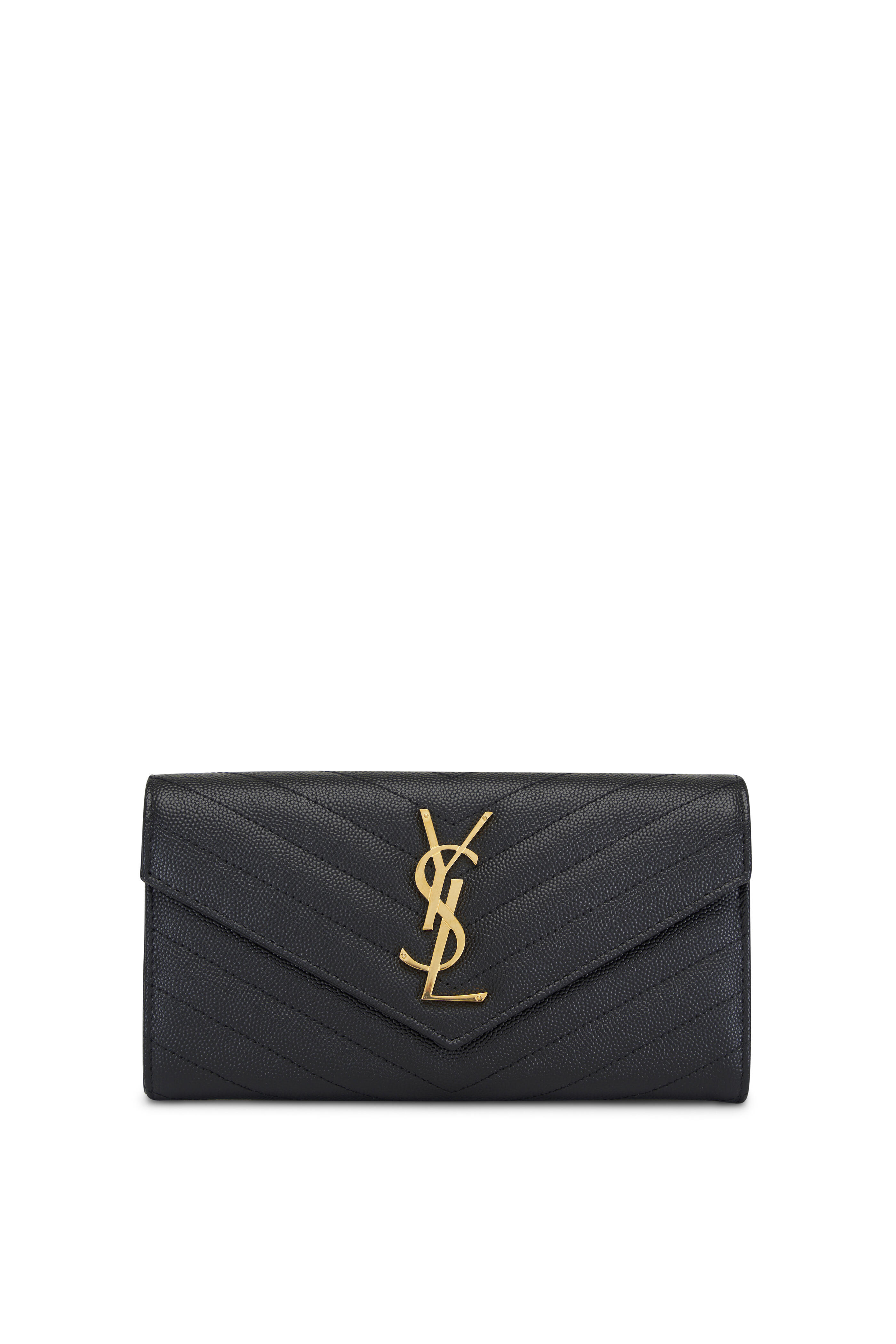 Saint Laurent - Cassandre Matelassé Black Leather Flap Wallet