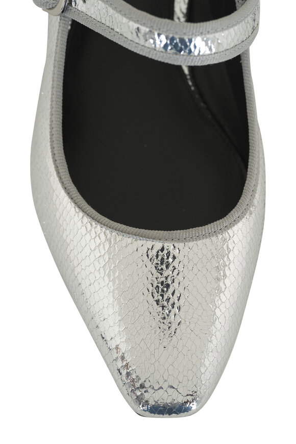 Veronica Beard - Cade Silver Embossed Leather Mary Jane Pump, 30mm