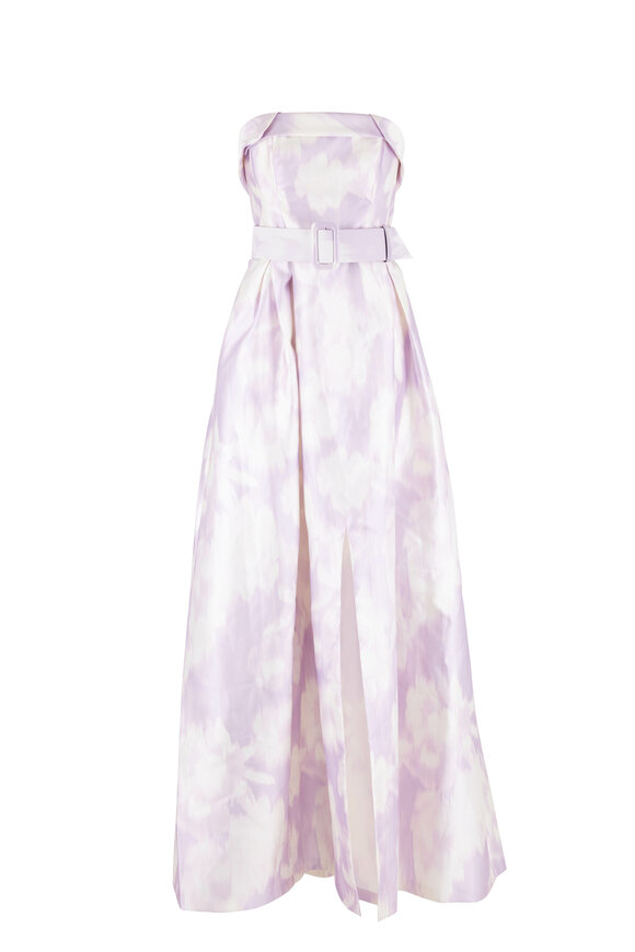 Sachin + Babi - Brielle Ikat Scatter Floral Strapless Belted Gown