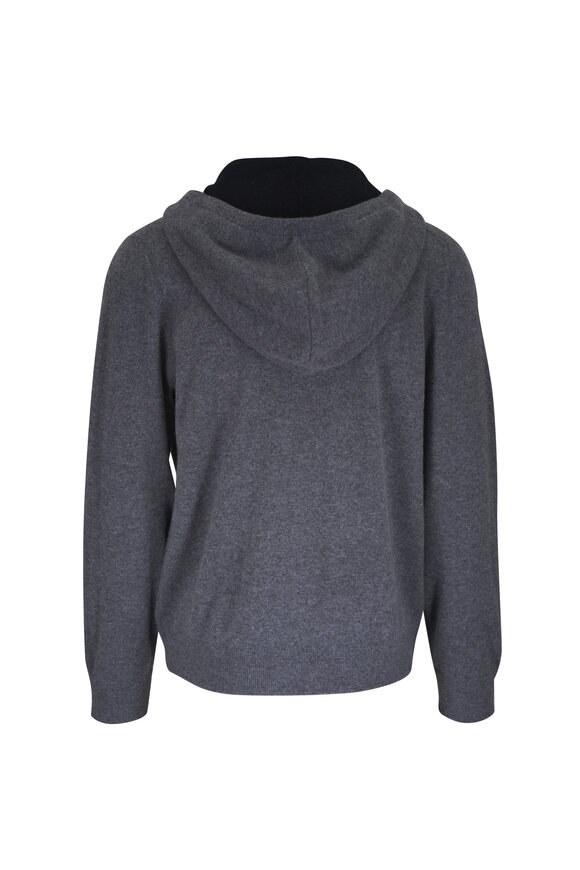 Vince Charcoal Gray Cashmere Full Zip Hoodie - view 2
