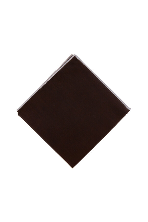 Simonnot-Godard Pompei Chocolate & White Cotton Pocket Square 