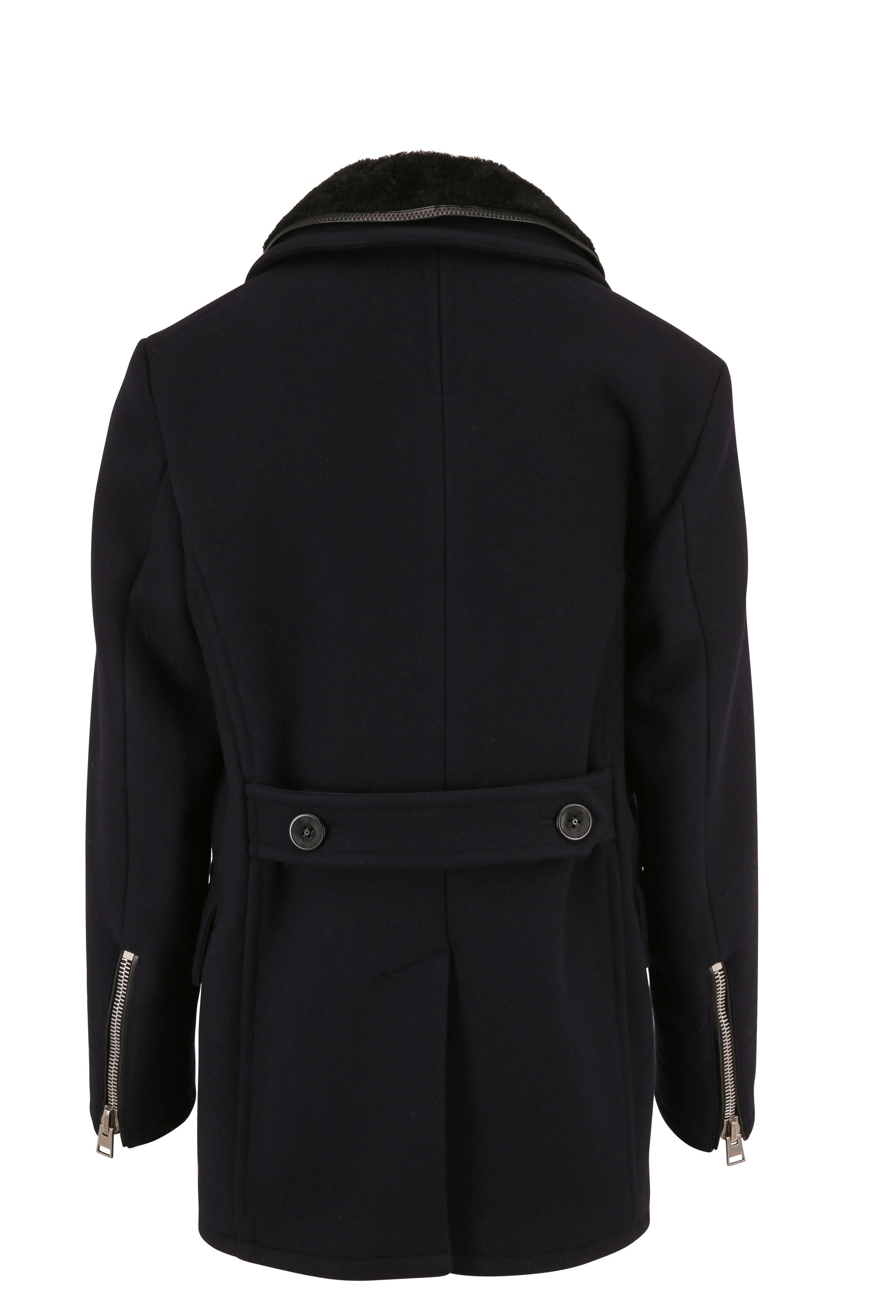 LOW CLASSIC Navy Wide Collar Peacoat