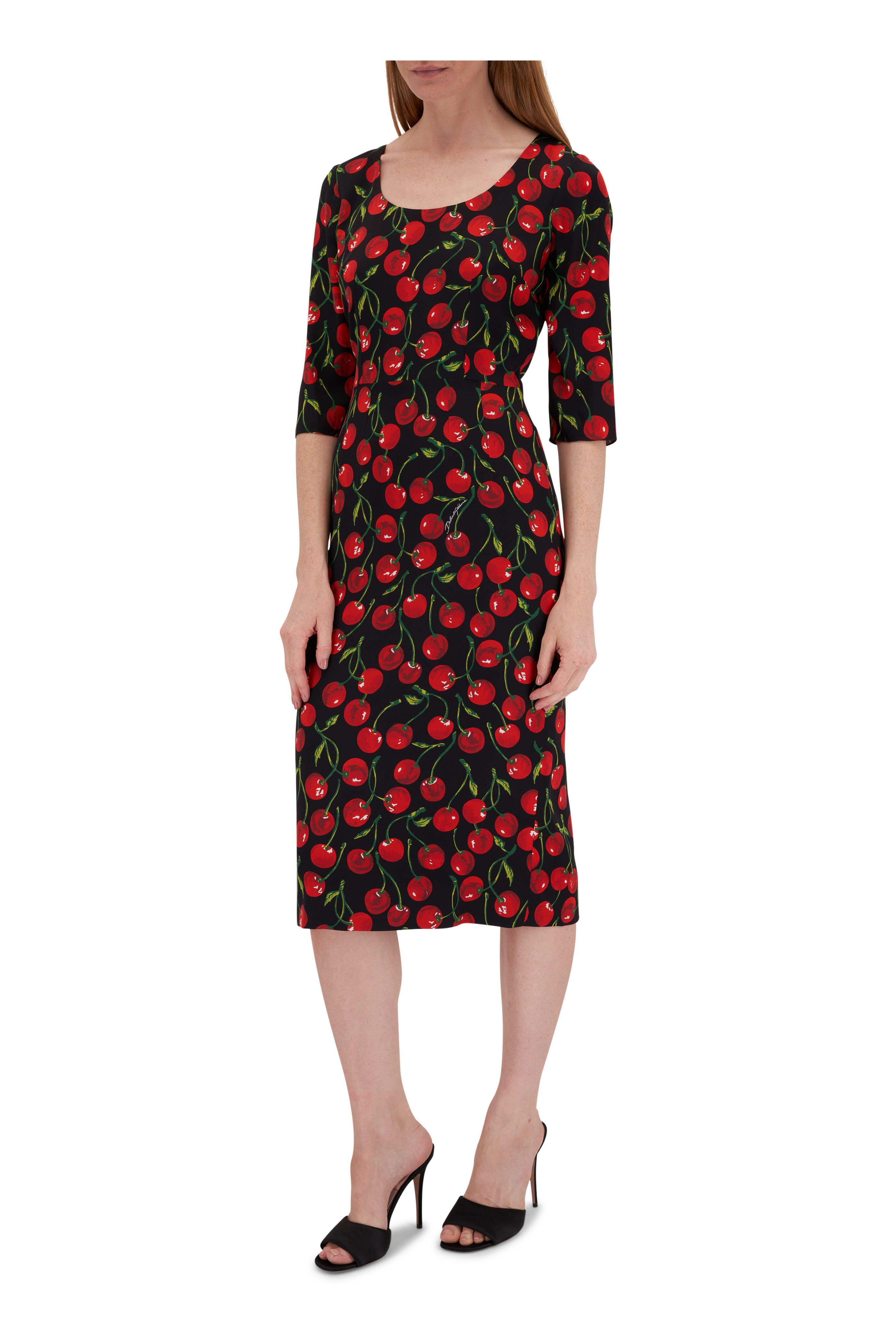Dolce & Gabbana - Charmeuse Cherries Print Silk Midi Dress