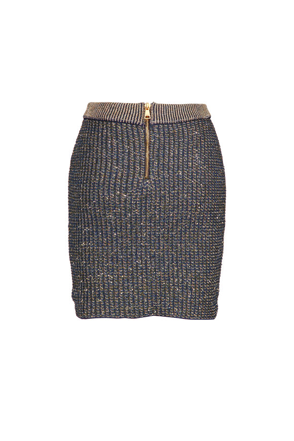 Balmain Gray Glitter Knit Pencil Skirt - view 2