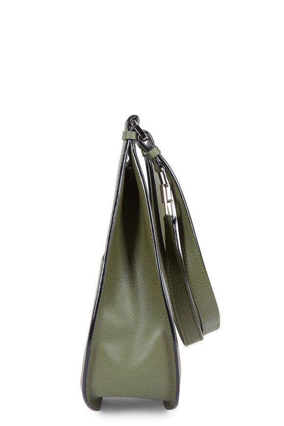 Valextra - Weekend Moss Saffiano Convertible Small Hobo Bag