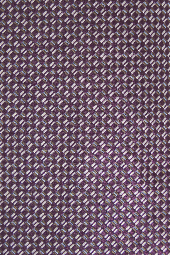 Brioni Purple Micro Jacquard Silk Necktie - view 2