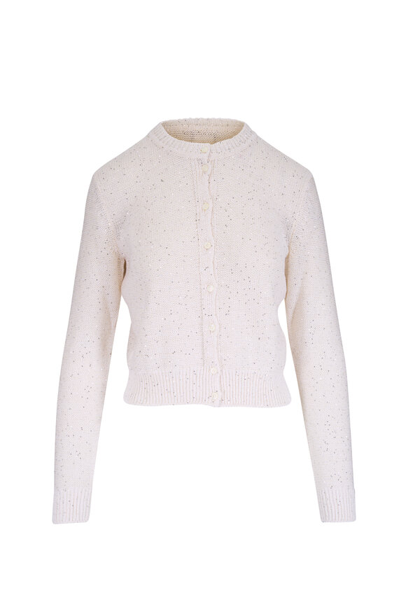Akris Ecru Micro Sequin Knit Cardigan - view 1