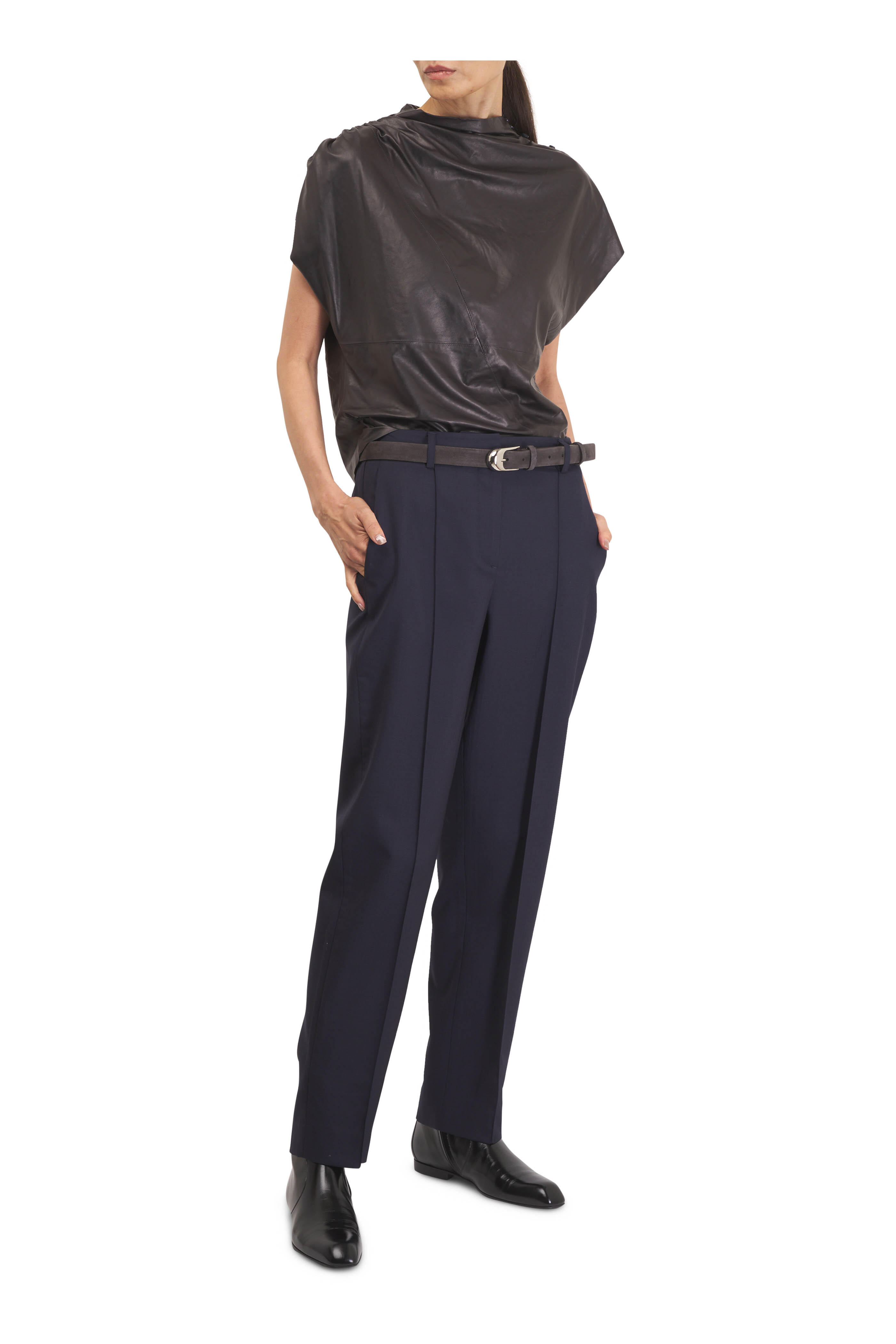 TWP - Wish You Would Dark Midnight Leather Top