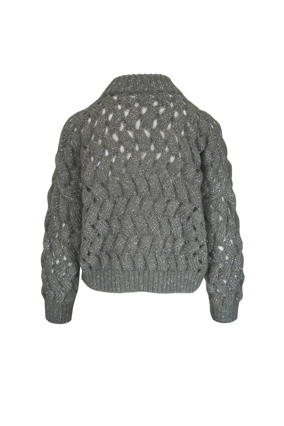 Brunello Cucinelli Military Wave Knit Paillette Sweater - view 3