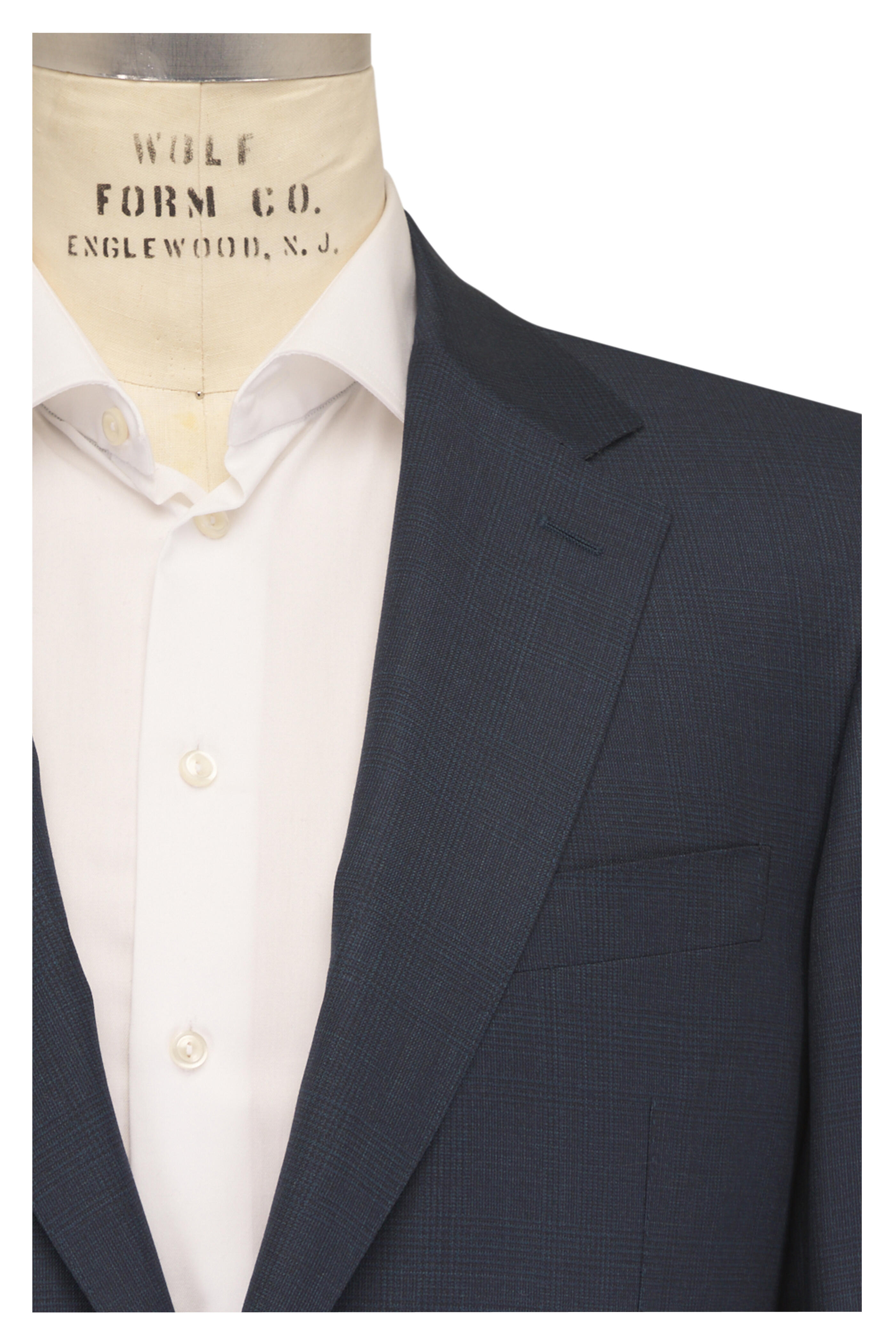 Canali - Aqua Blue Tonal Glen Plaid Wool Suit - view 1