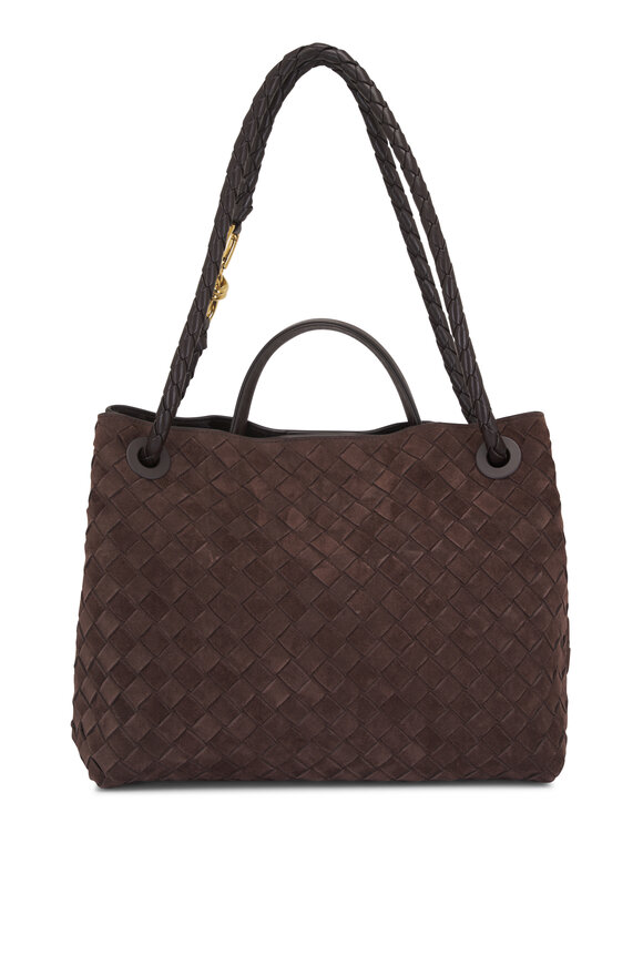 Bottega Veneta Medium Andiamo Fondant Intrecciato Suede Bag - view 4