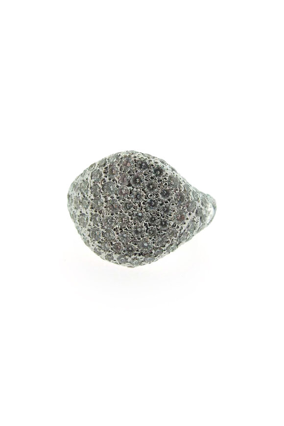 Loree Rodkin Small Pave White Diamond Dome Signet Ring - view 1