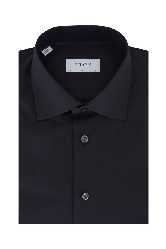 Eton Black Cotton Dress Shirt