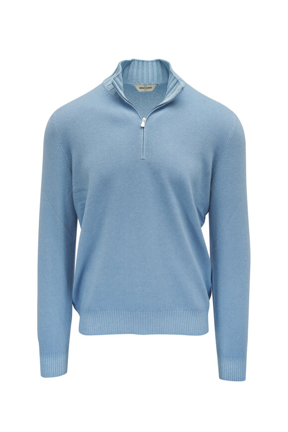 Gran Sasso Light Blue Quarter Zip Pullover