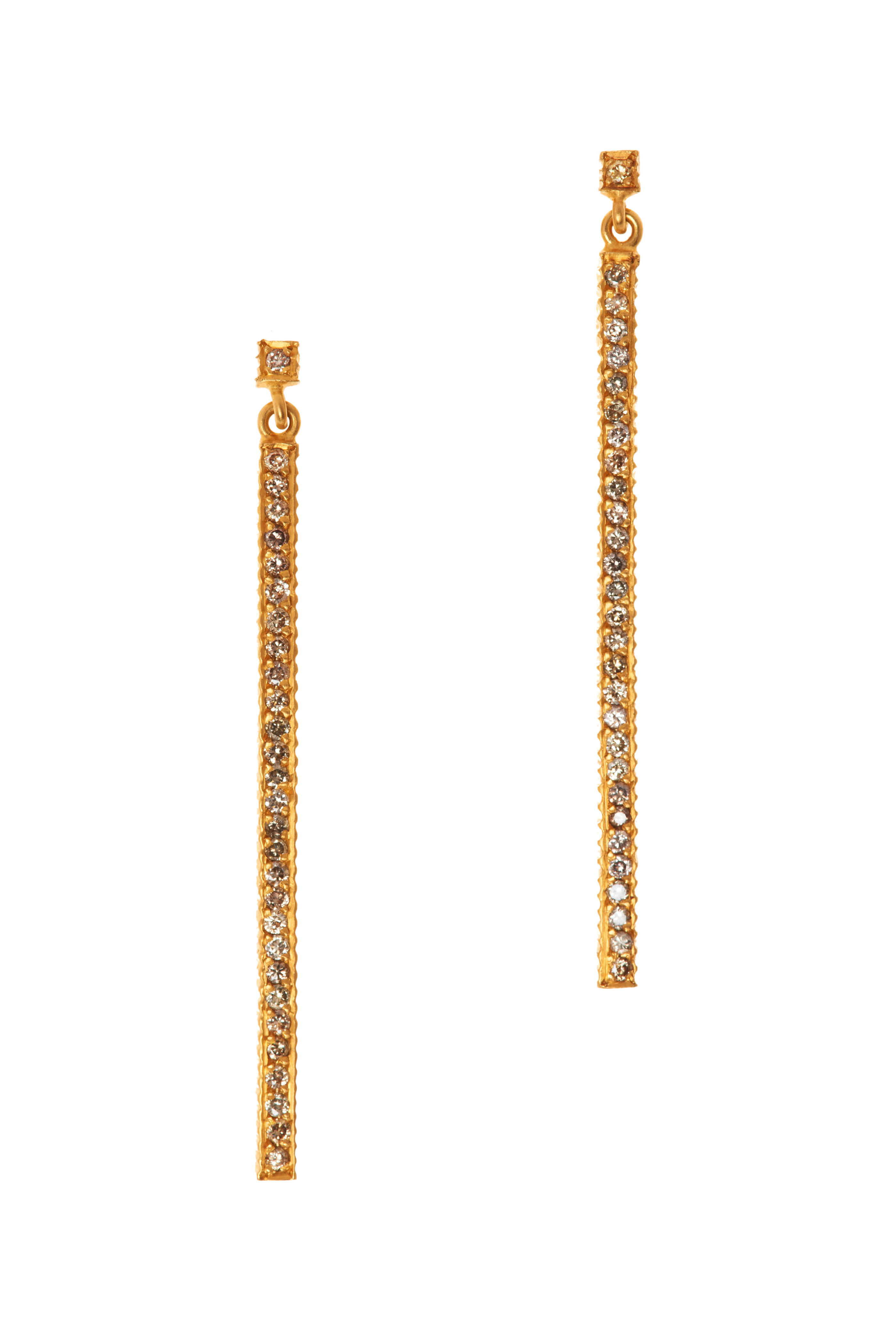 Yossi Harari - 18K Gold Champagne Diamond Lilah Stick Earrings