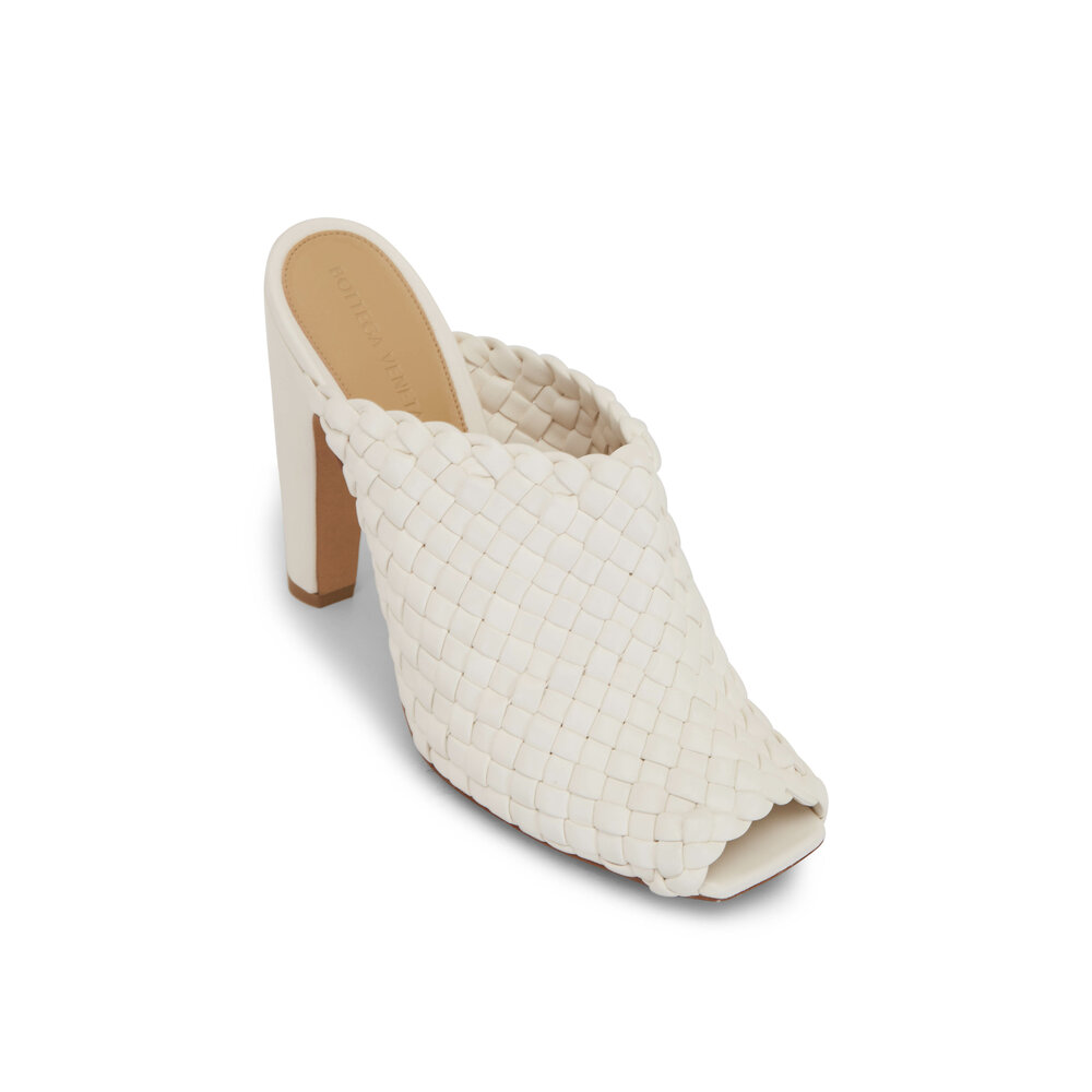Bottega Veneta - Canalazzo White Woven Leather Mule, 120mm