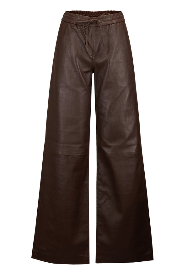 SPRWMN Coffee Leather Baggy Athletic Sweatpant - view 1