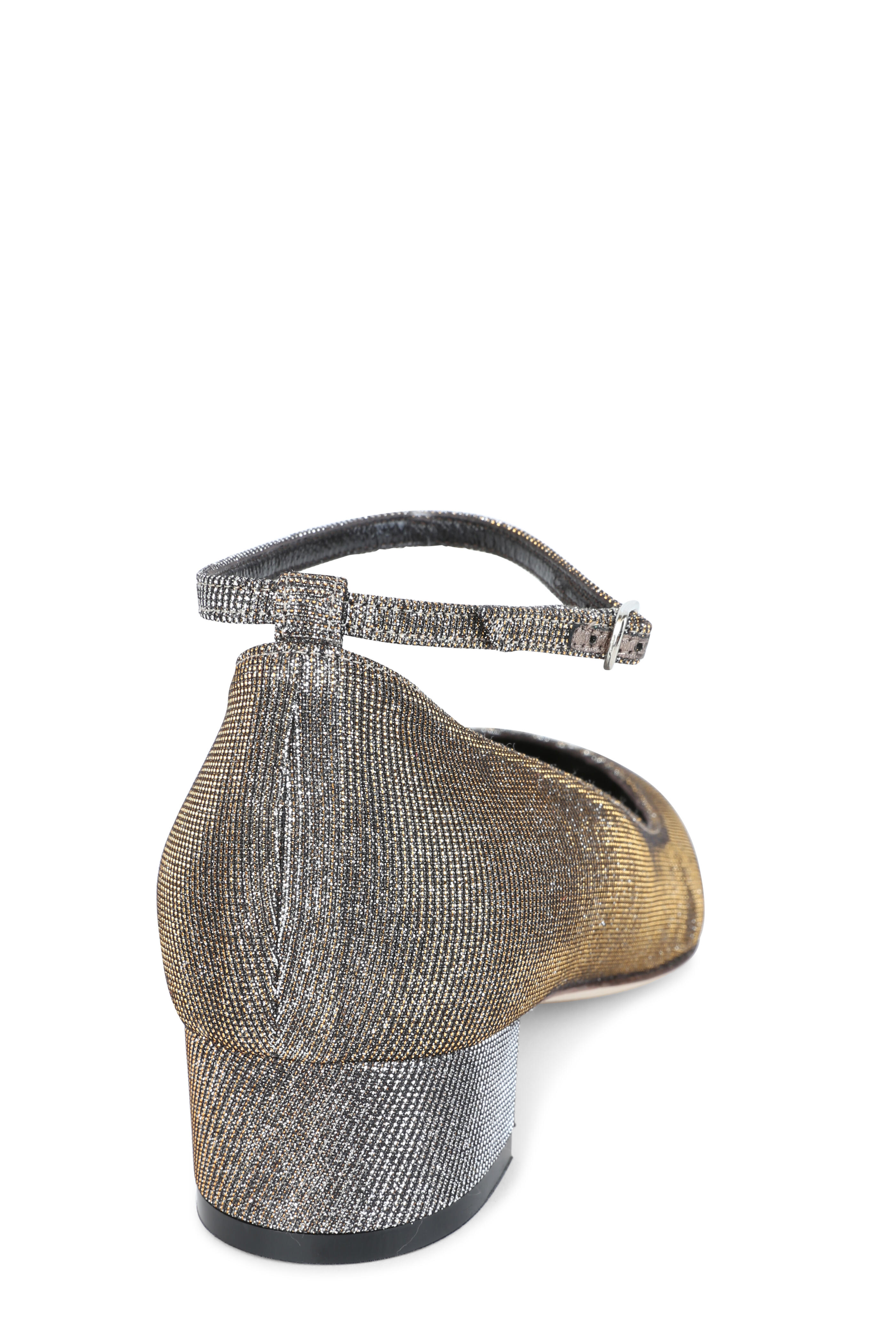 Manolo Blahnik - Listony Bronze Glitter Ankle Strap pump, 30mm