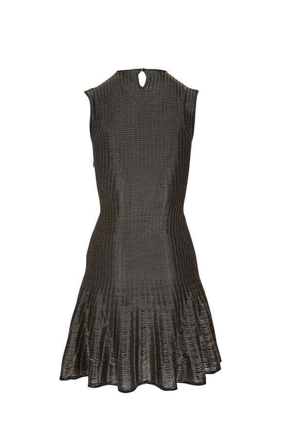 McQueen - Armour Stitch Black & Gold Knit Mini Dress 