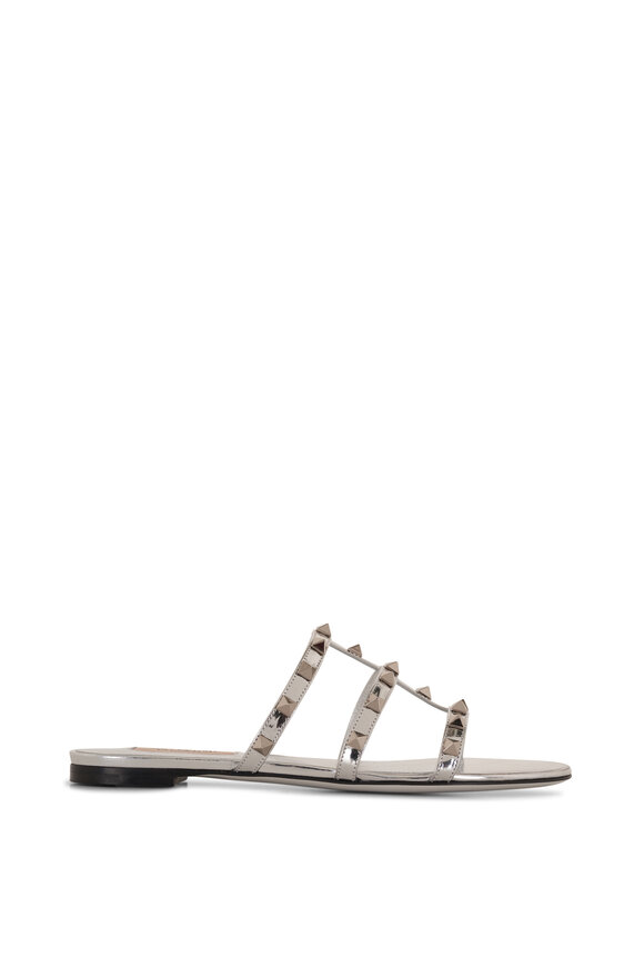 Valentino Garavani - Silver Rockstud Specchio Flat Sandal 