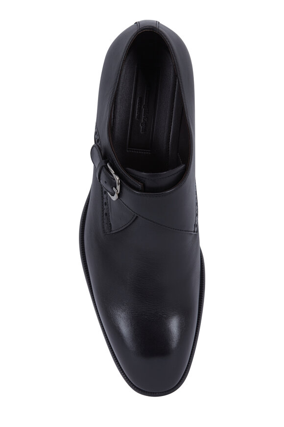 Zegna - Black Leather G-Flex Monk Shoe