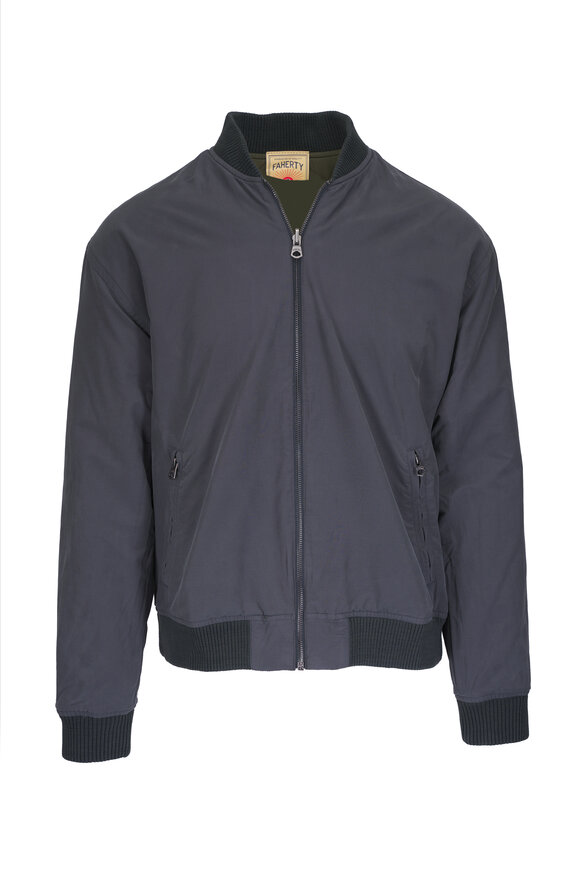 Faherty Brand Charcoal & Sage Reversible Surplus Bomber Jacket