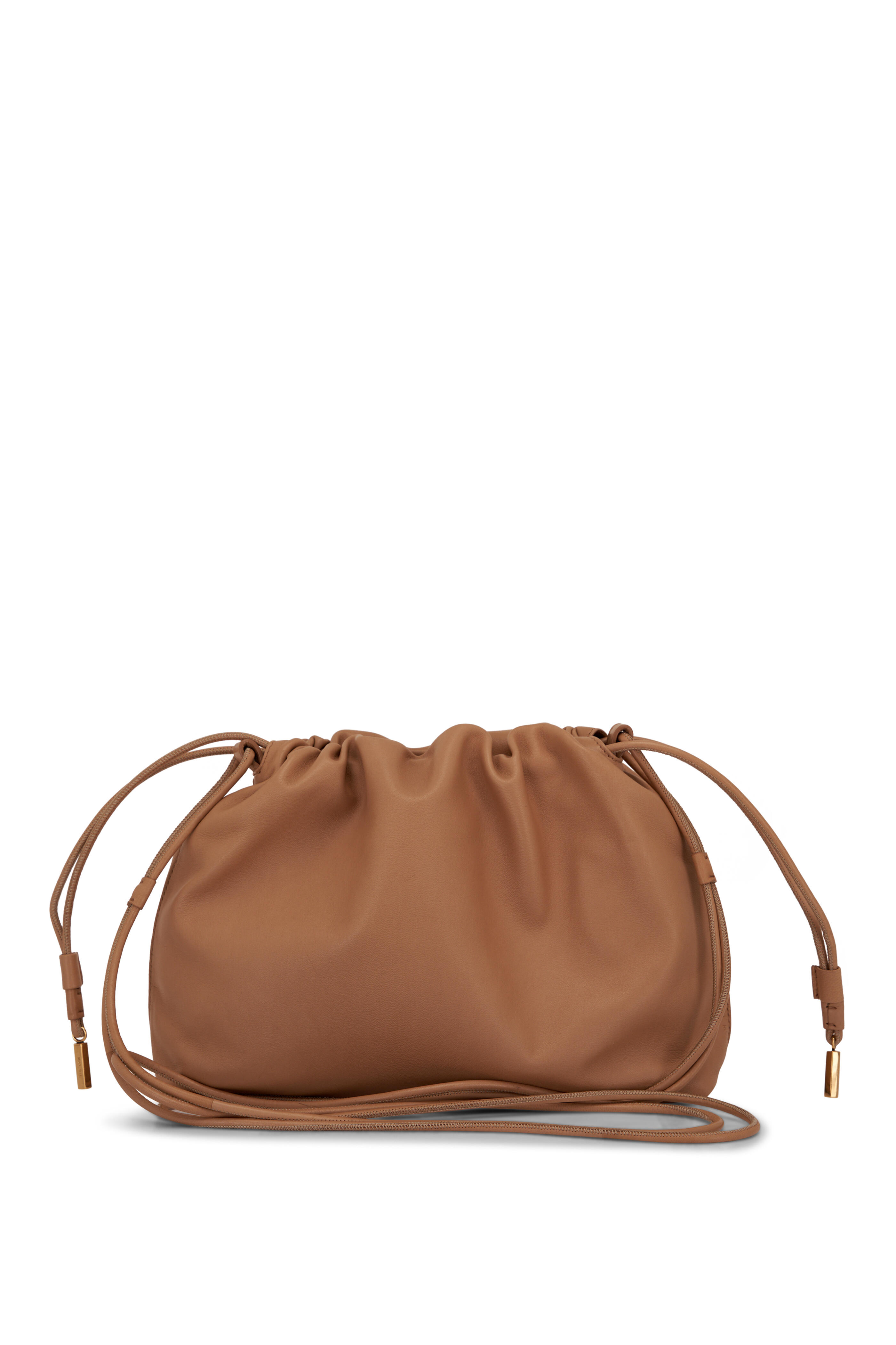 The Row - Angy Cream Ruched Leather Crossbody Bag