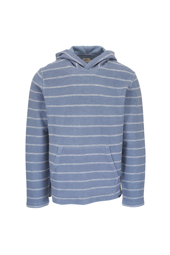 Faherty Brand Whitewater Slate Point Striped Cotton Hoodie