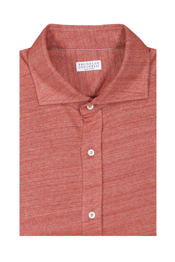 Brunello Cucinelli Rust Jersey Knit Sport Shirt