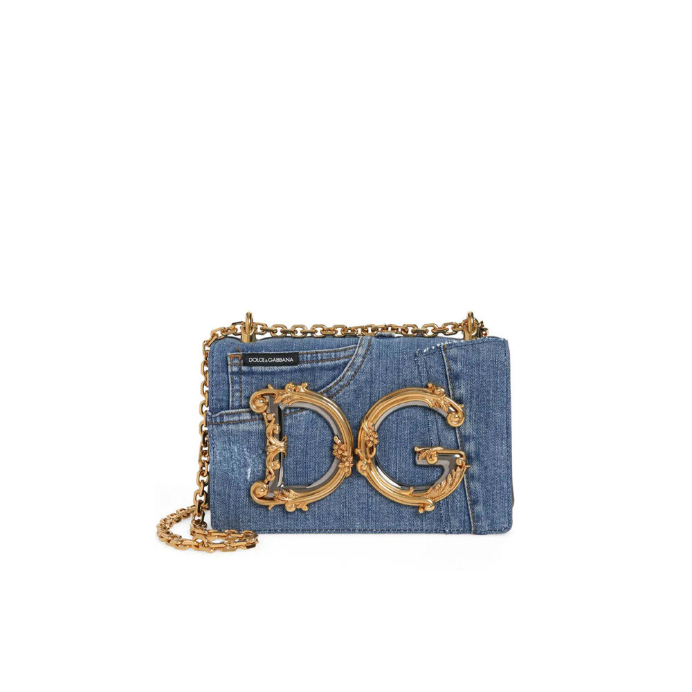 バッグ D&G Patchwork Leather Boston Bag Dolce & Gabbana - DG Girls Patchwork Denim Crossbody Bag