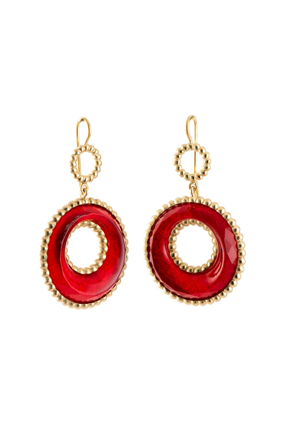 Sylva & Cie Ruby Disc Drop Earrings - view 1