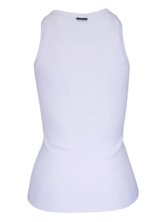 Brunello Cucinelli White Stretch Cotton Tank - view 4