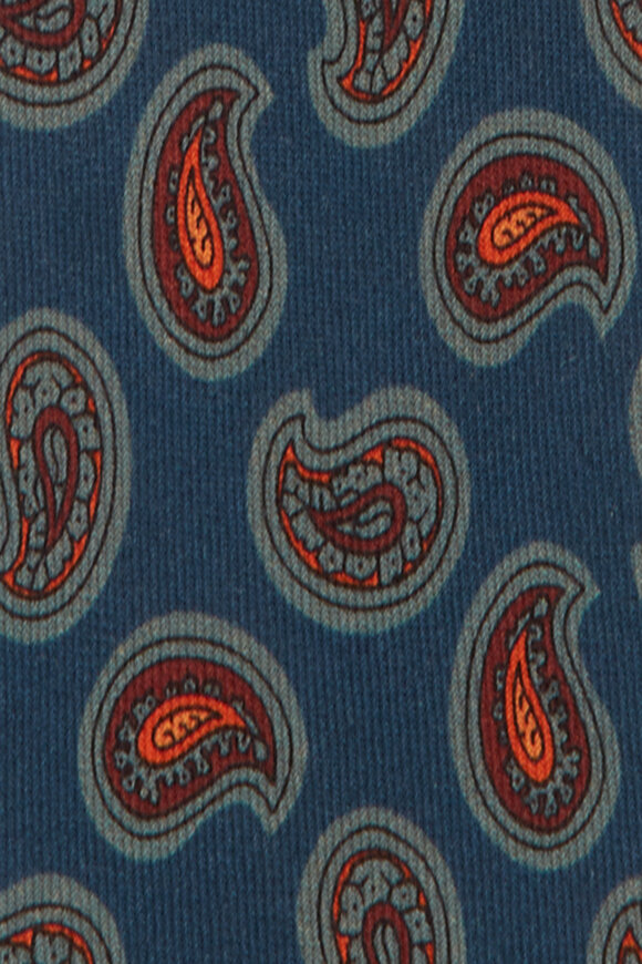 Cesare Attolini Navy Paisley Silk Necktie - view 2
