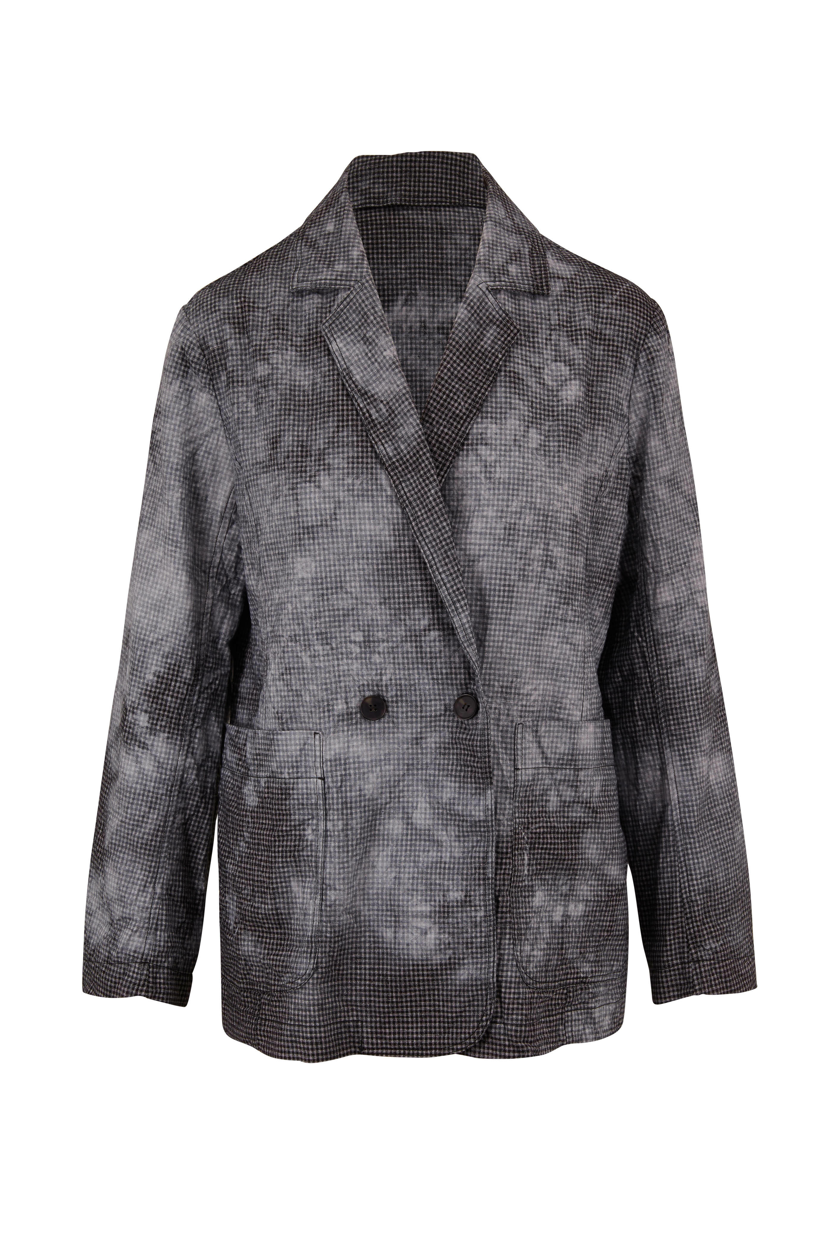 Raquel Allegra - Black Check Tie-Dye Boyfriend Jacket