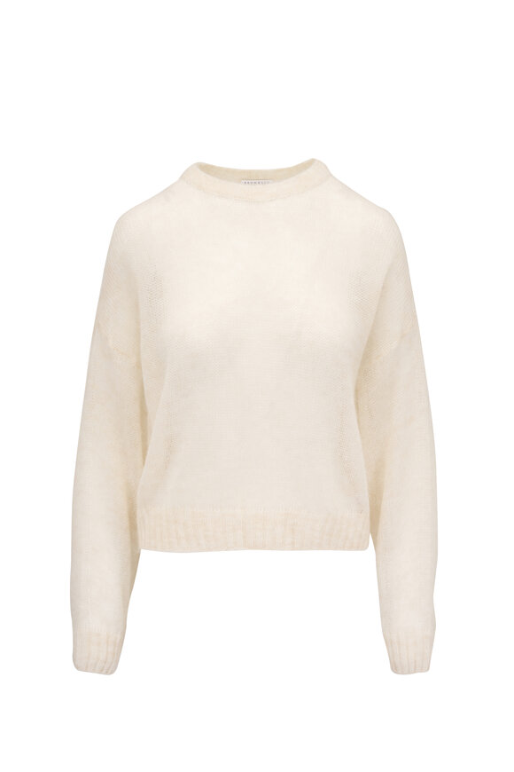Brunello Cucinelli Ivory Basic Crewneck Sweater - view 1