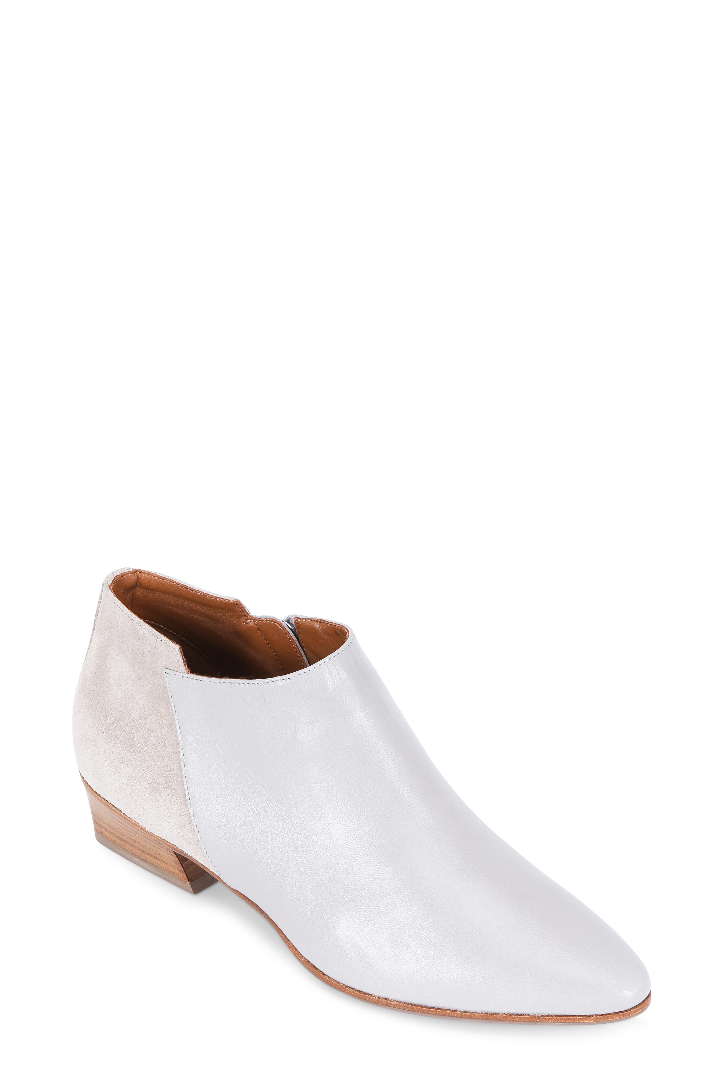 Aquatalia Fonda Gray Leather Suede Bootie 40mm