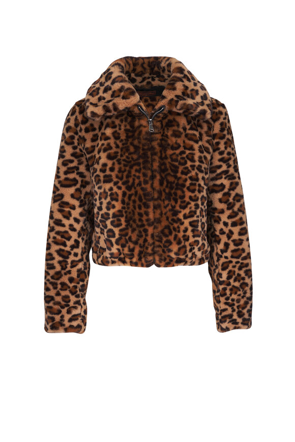 Viktoria Stass Leopard Print Vegan Fur Bomber Jacket