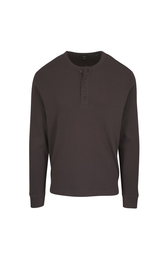 Vince Arabica Off White Cotton Ribbed Henley - view 1