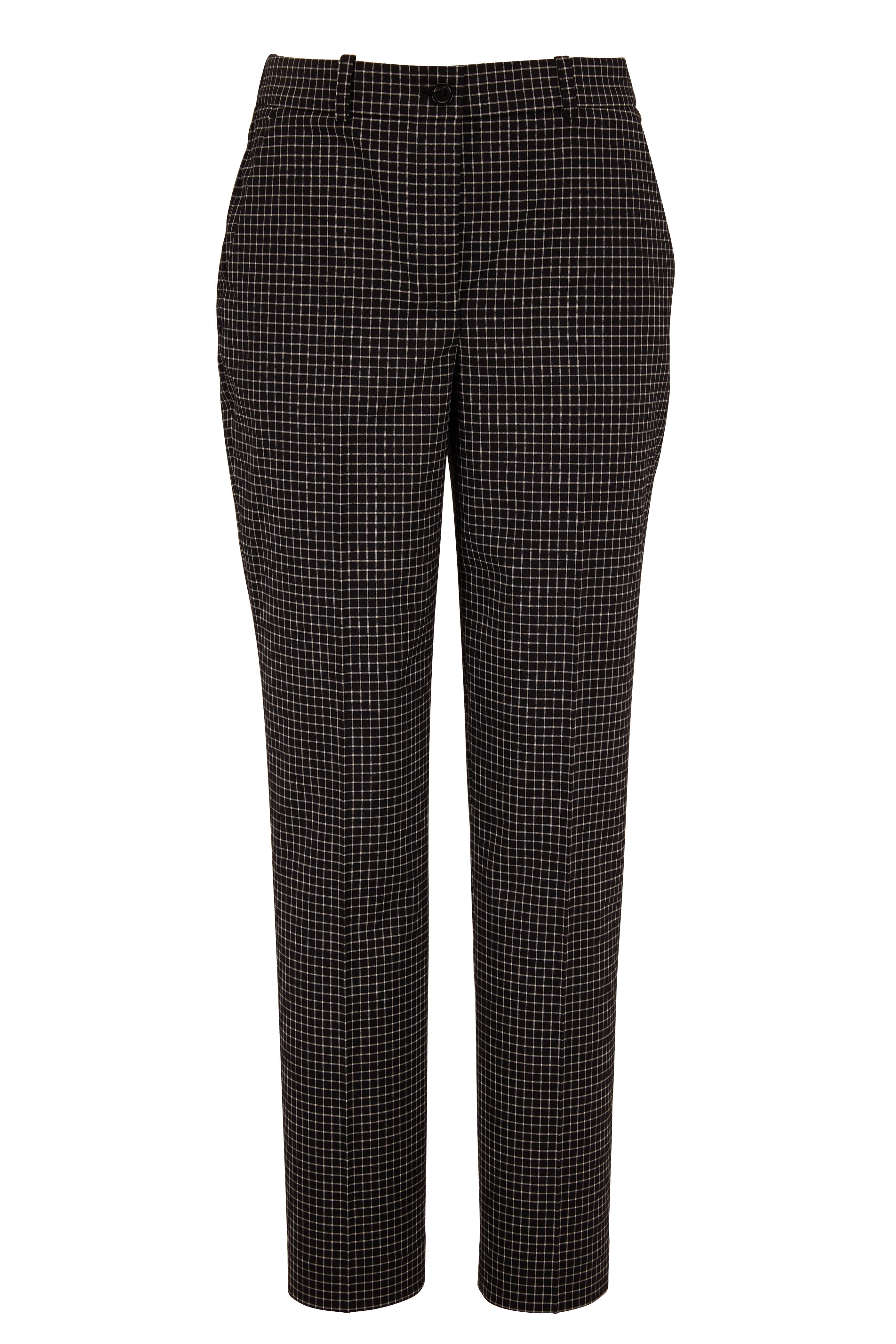 Michael Kors Collection - Sam Black Stretch Wool Mini Windowpane Pant