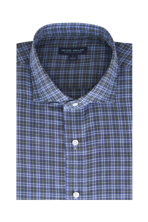 Peter Millar Bernard Windy Blue Check Cotton Sport Shirt - view 1