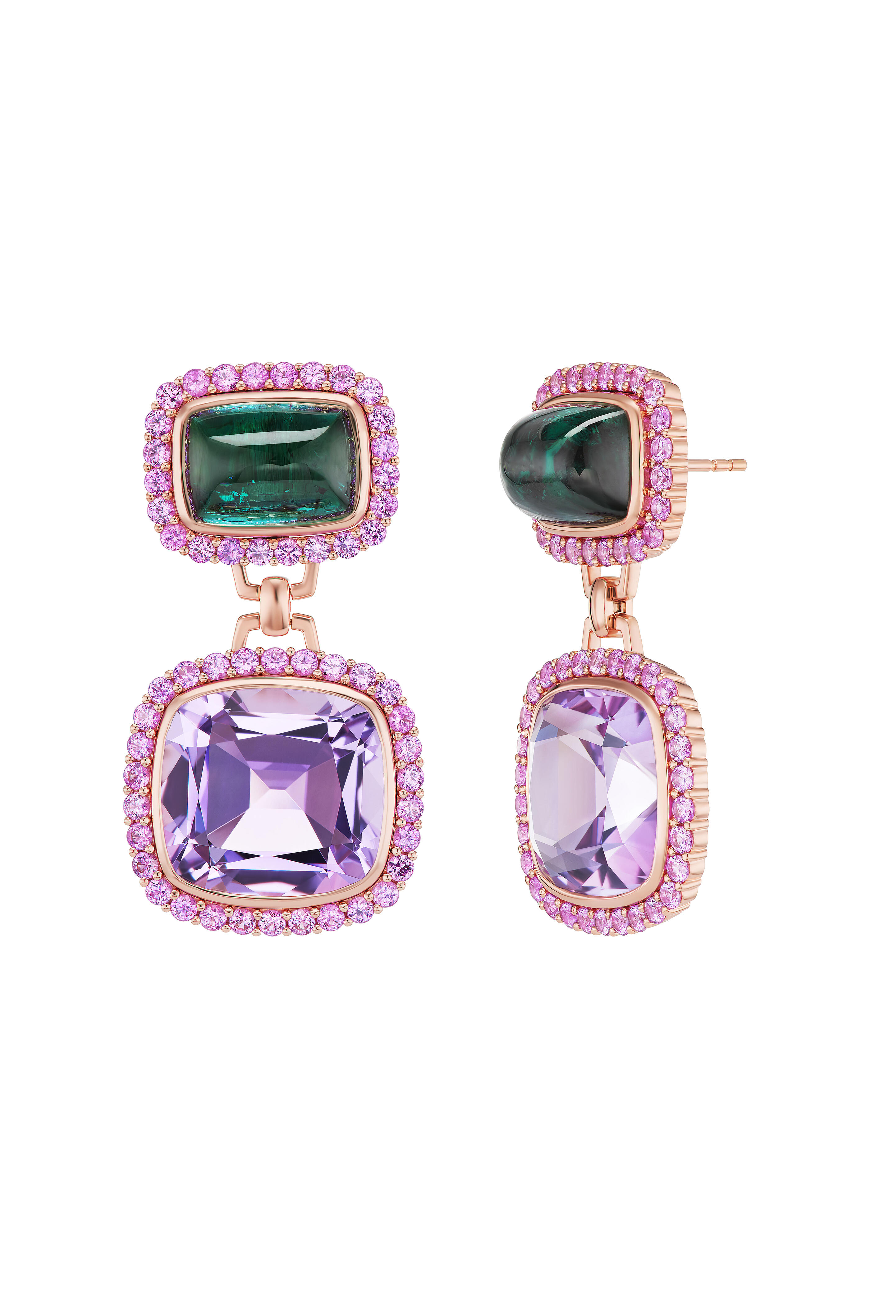 Emily P. Wheeler - Glenda Tourmaline & Amethyst Double Drop Earrings