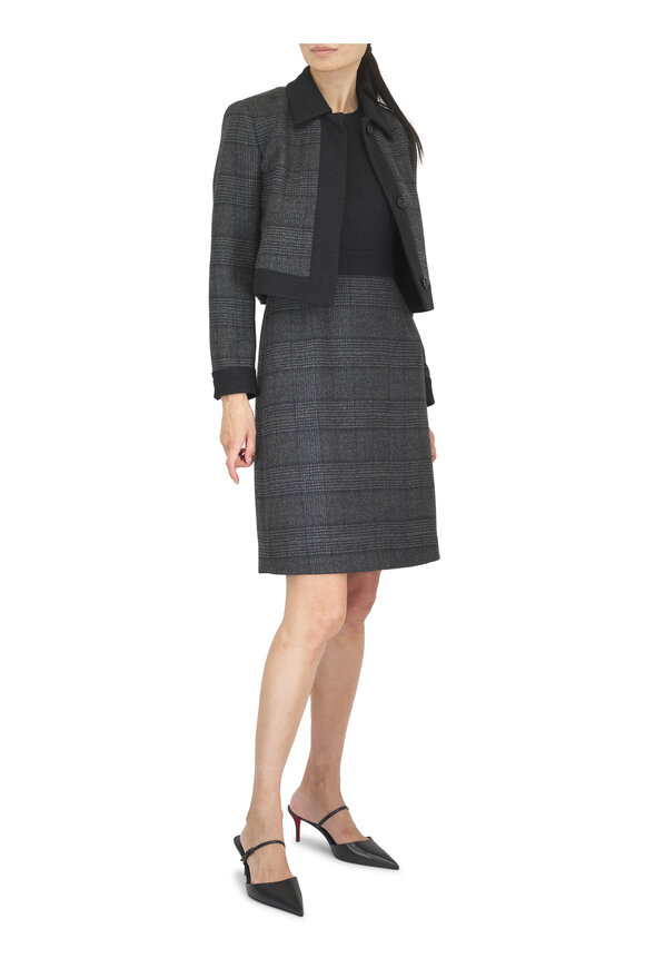 Akris Lewitt Gray & Black Plaid Short Knit Jacket - view 2