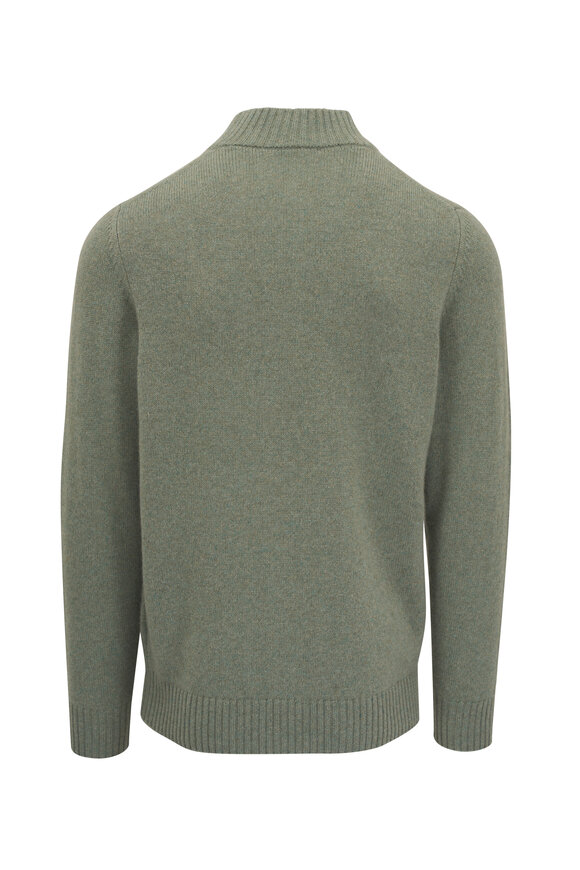 Maurizio Baldassari - Light Green Cashmere Quarter Zip Pullover 