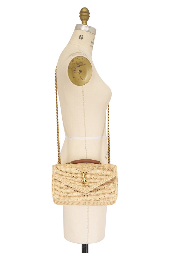 Saint Laurent Small Loulou Natural Chevron Raffia Chain Bag - view 8