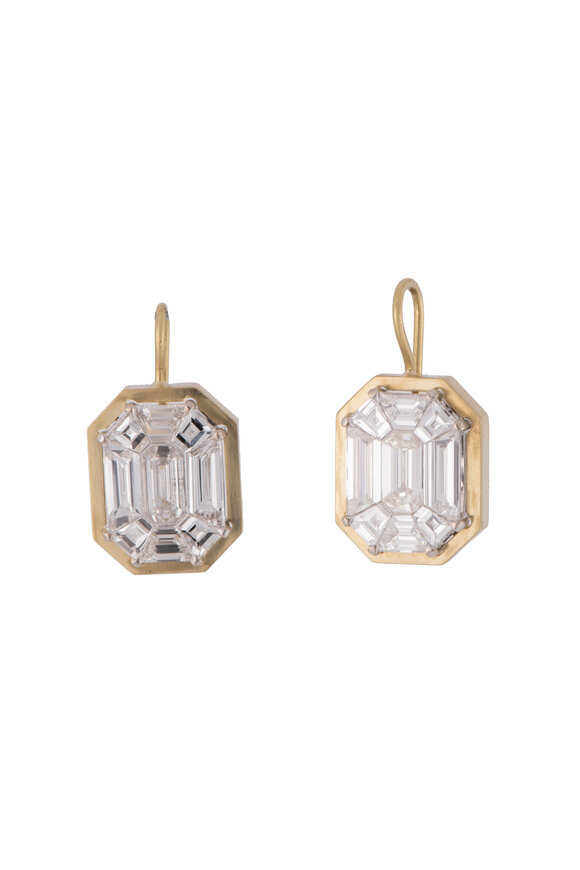 Sylva & Cie Mosaic Diamond Drop Earrings - view 2