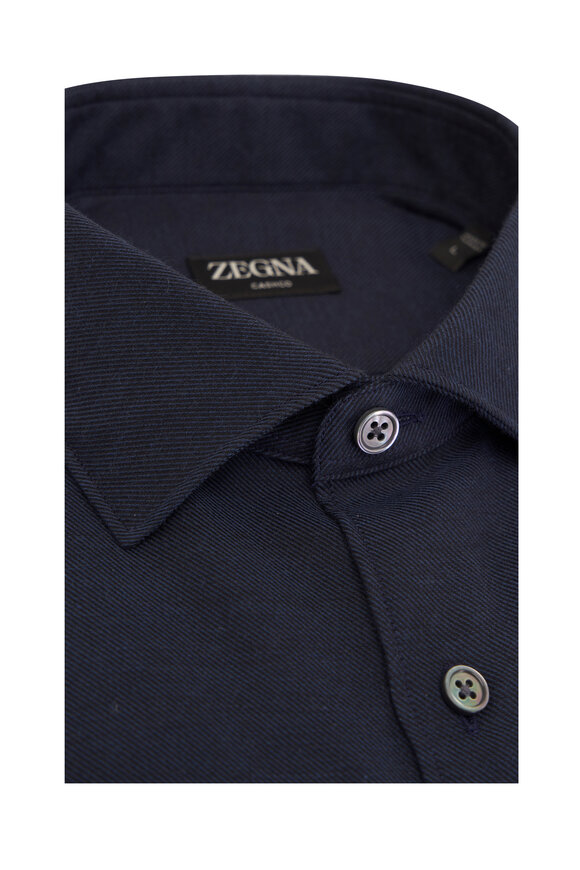 Zegna - Blue Cashmere & Cotton Sport Shirt