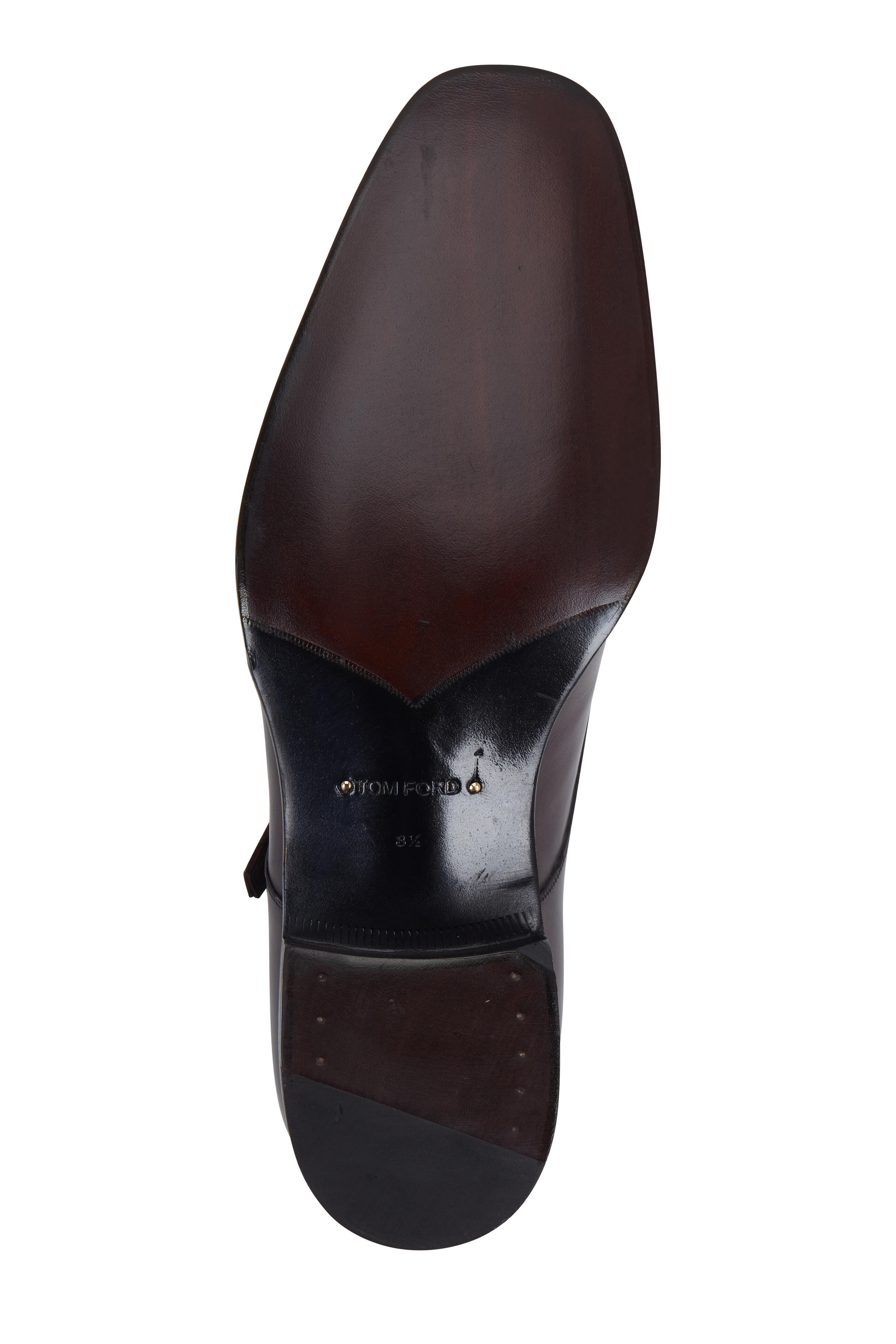 Tom Ford - Dark Brown Leather Cap-Toe Monk Shoe