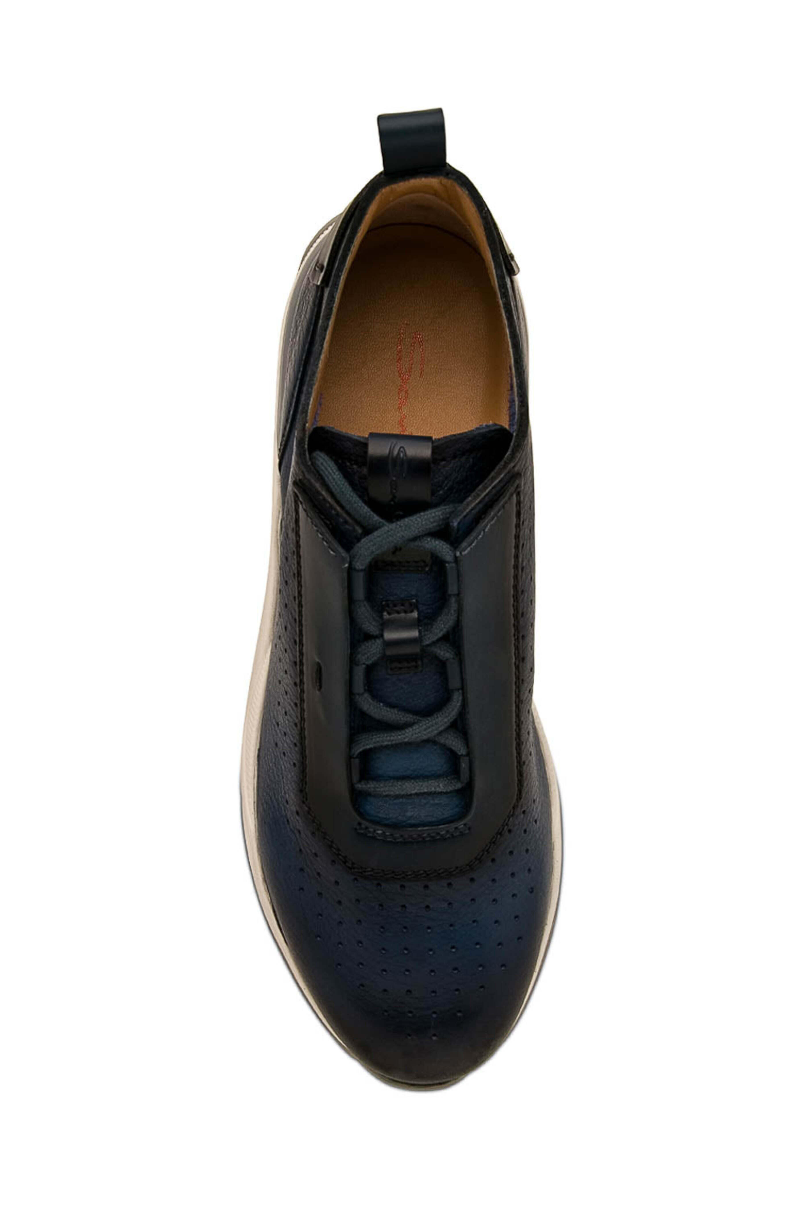 Santoni - Perforated Leather Sneaker in Blue