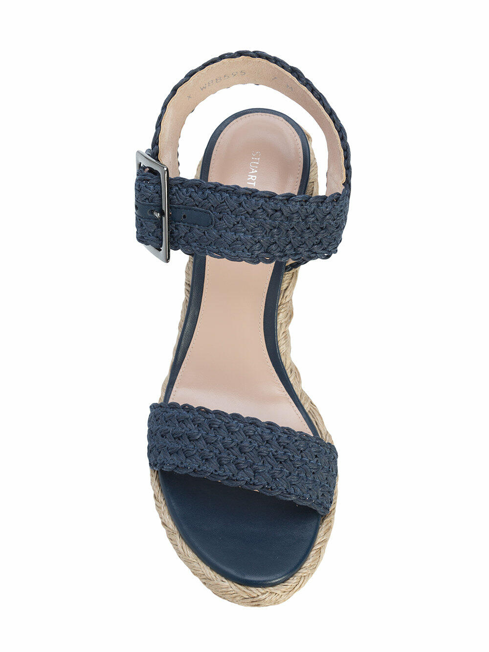 Stuart Weitzman - Alexis Nice Blue Crochet Wedge Espadrille,125mm